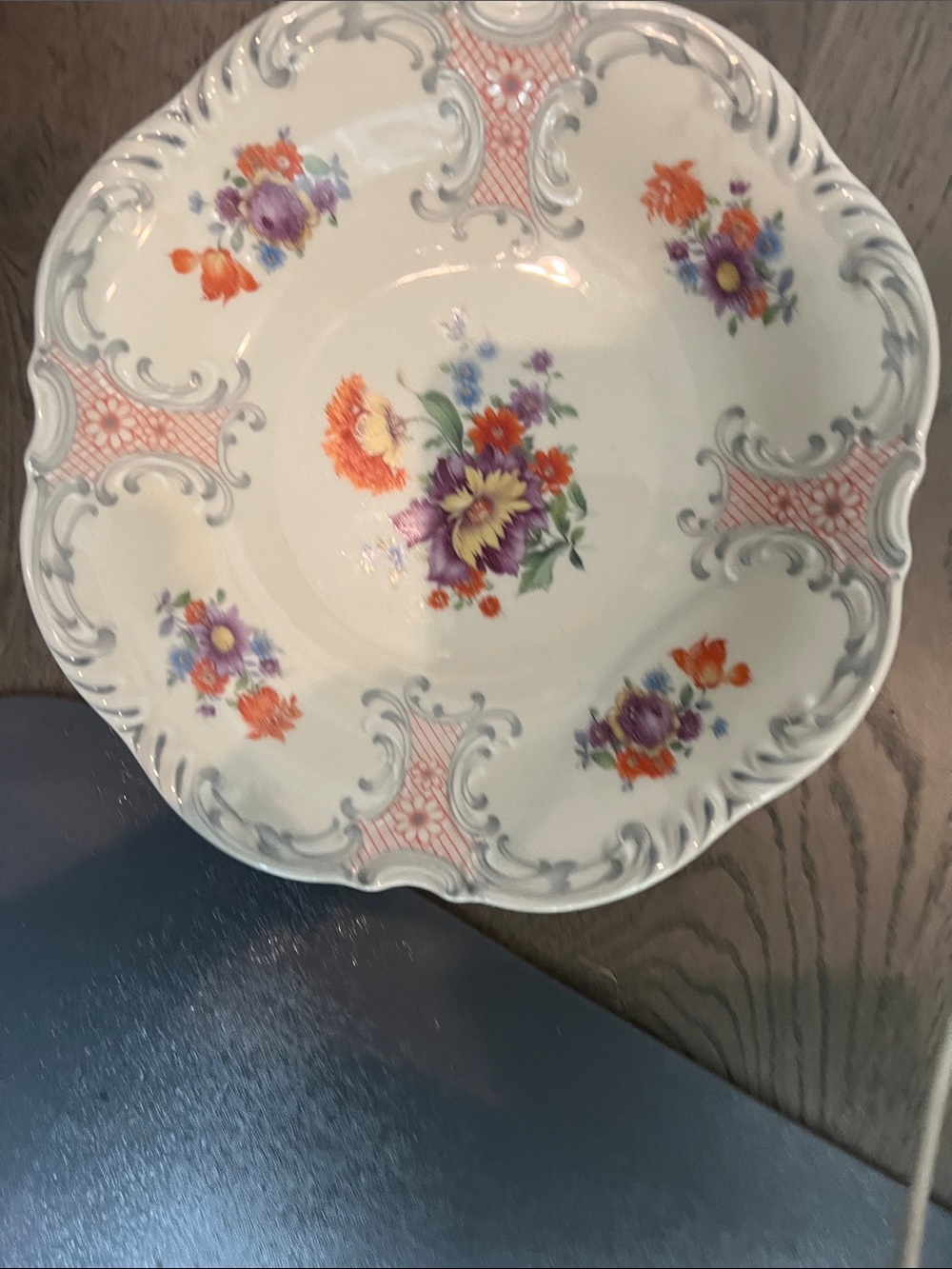 Bavaria Schumann Floral Scalloped Serving Bowl -Vintage